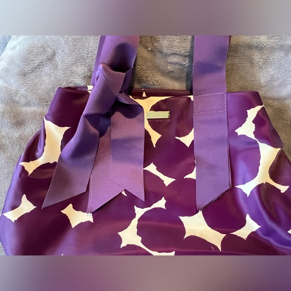 Kate Spade New York Cream Purple Dot Ribbon Strap Shoulder Bag Purse - Picture 5 of 7